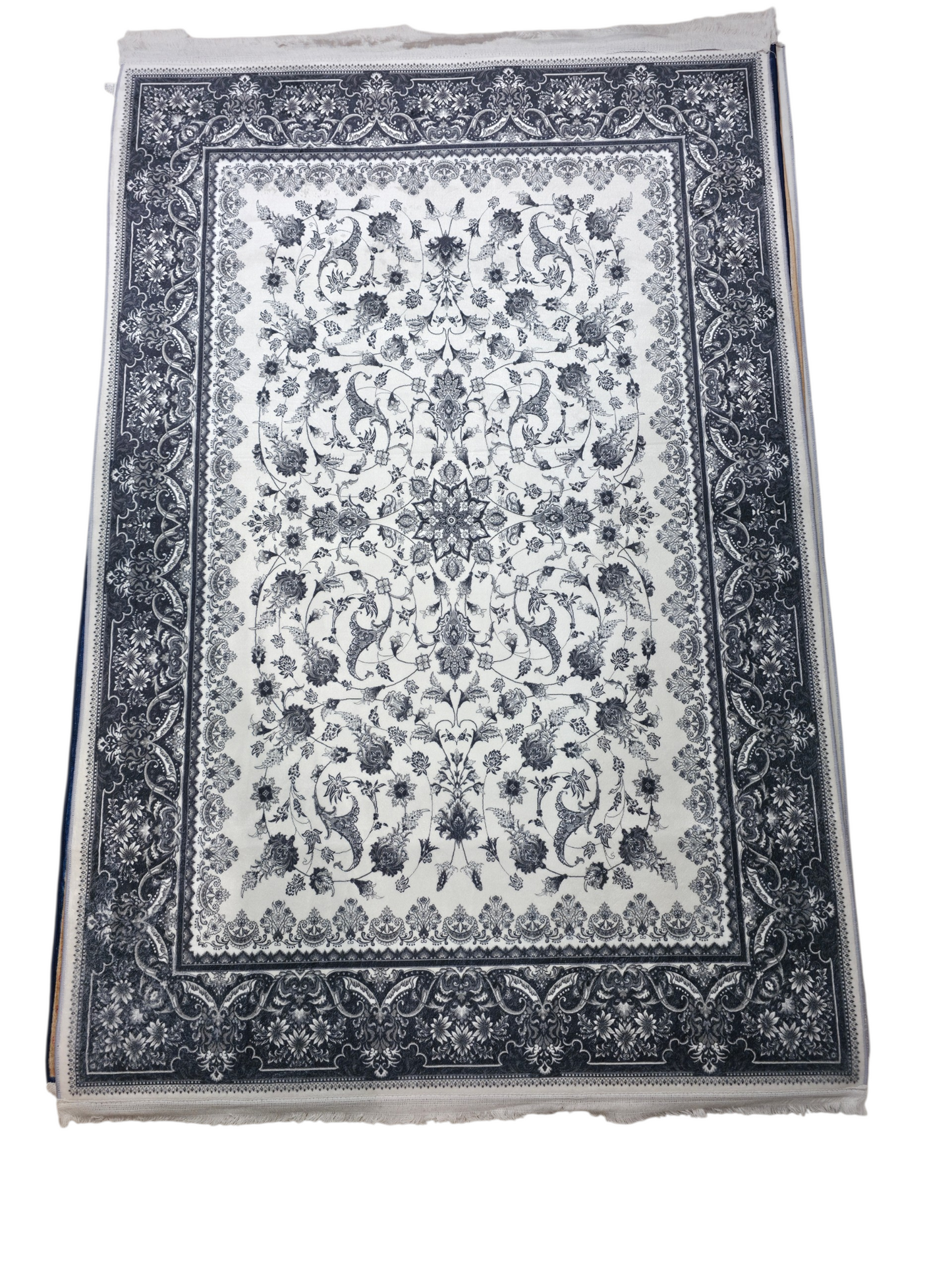 Grey & white Classic Floral Carpet (5x7 Ft) – Ultra Soft