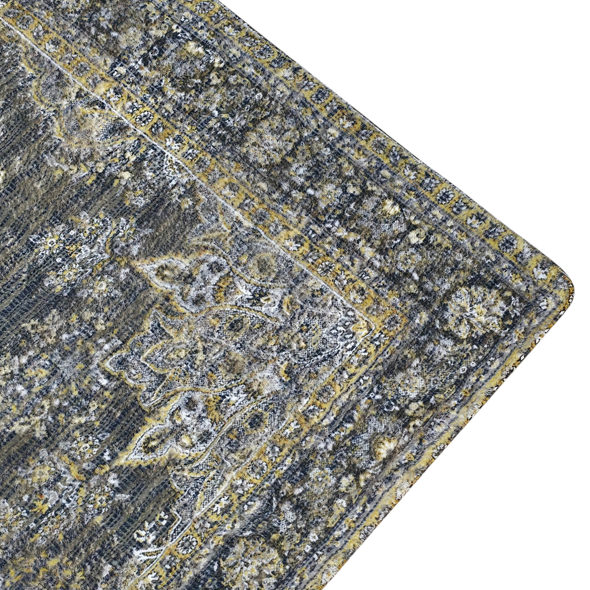 Grey Gold Medallion Carpet (5x7 Ft) – Soft Fur