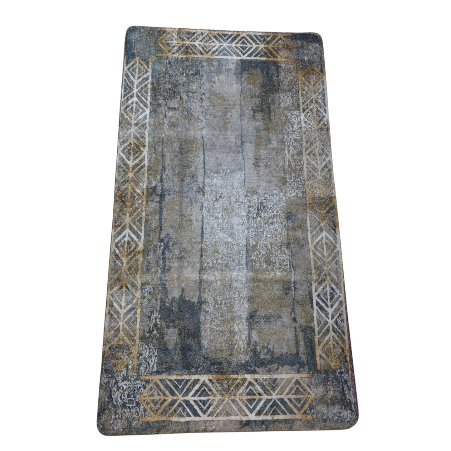 Modern Grey Abstract Geometric Microfiber Carpet (3x5 Feet) – Ultra Soft Fur Floor Rug with Non-Slip Rubber Backing