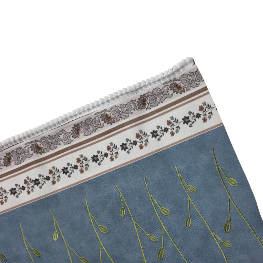 The Tulip Embroidered Sofa Cover with Floral Border 27 Inch (Sky Blue)