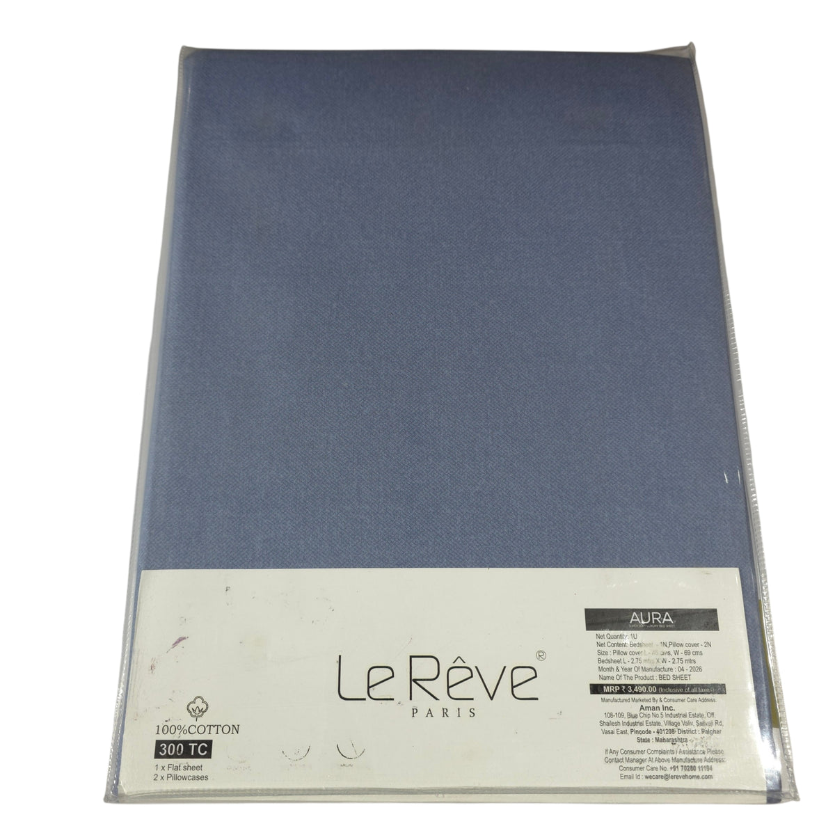 Aura Luxury 300 TC 100% Textured Cotton Plain Bedsheet Set