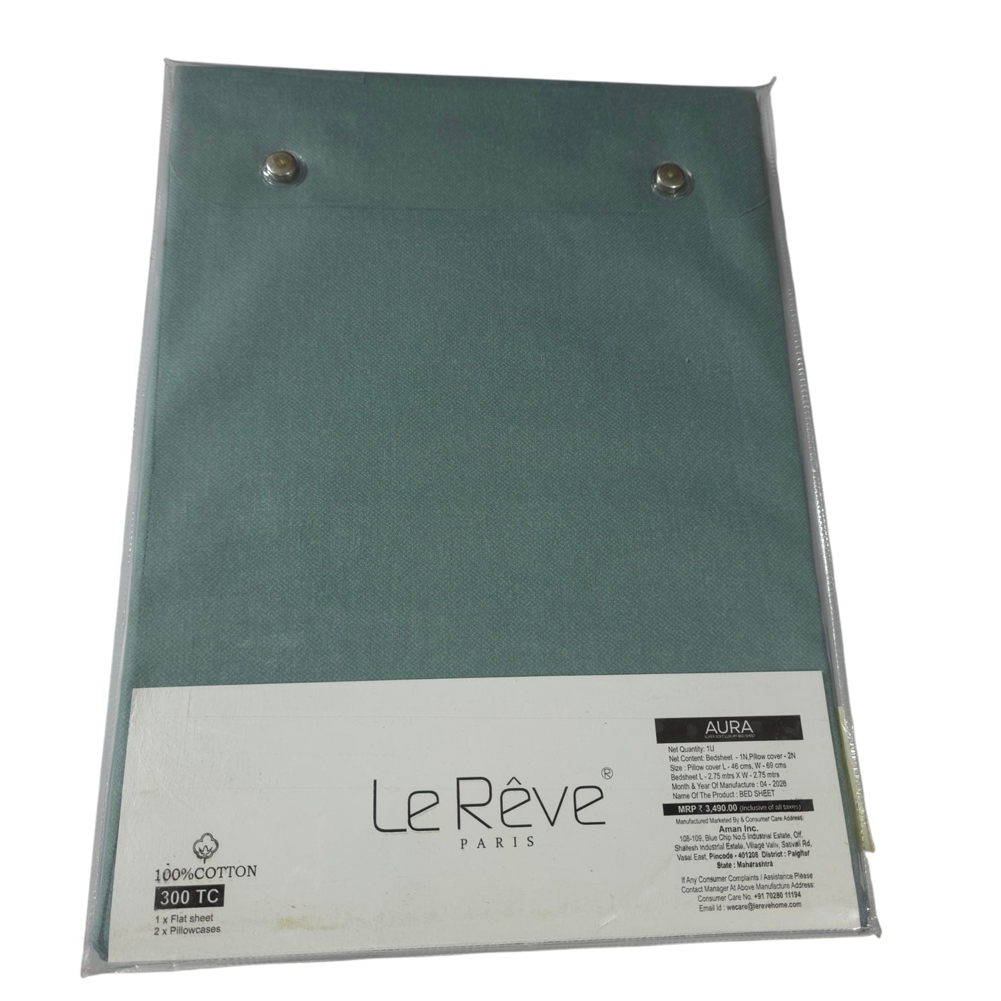 Aura Luxury 300 TC 100% Textured Cotton Plain Bedsheet Set