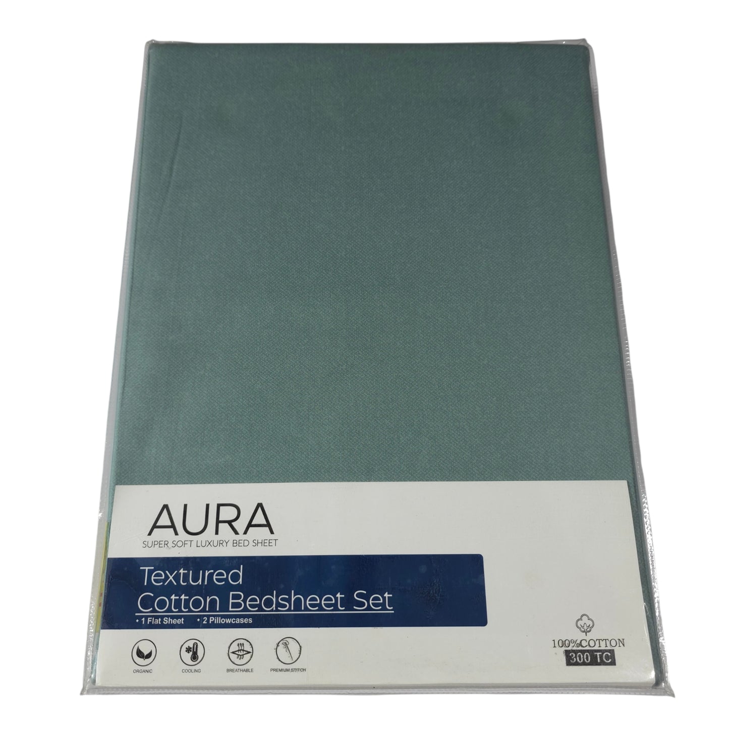 Aura Luxury 300 TC 100% Textured Cotton Plain Bedsheet Set