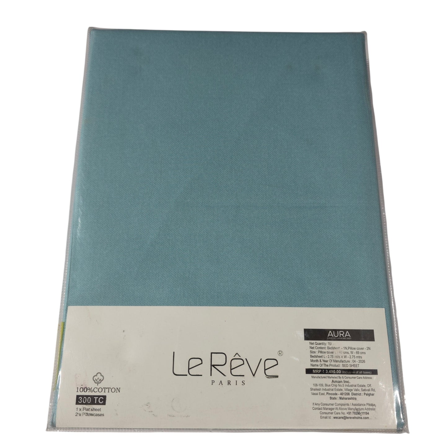 Aura Luxury 300 TC 100% Textured Cotton Plain Bedsheet Set