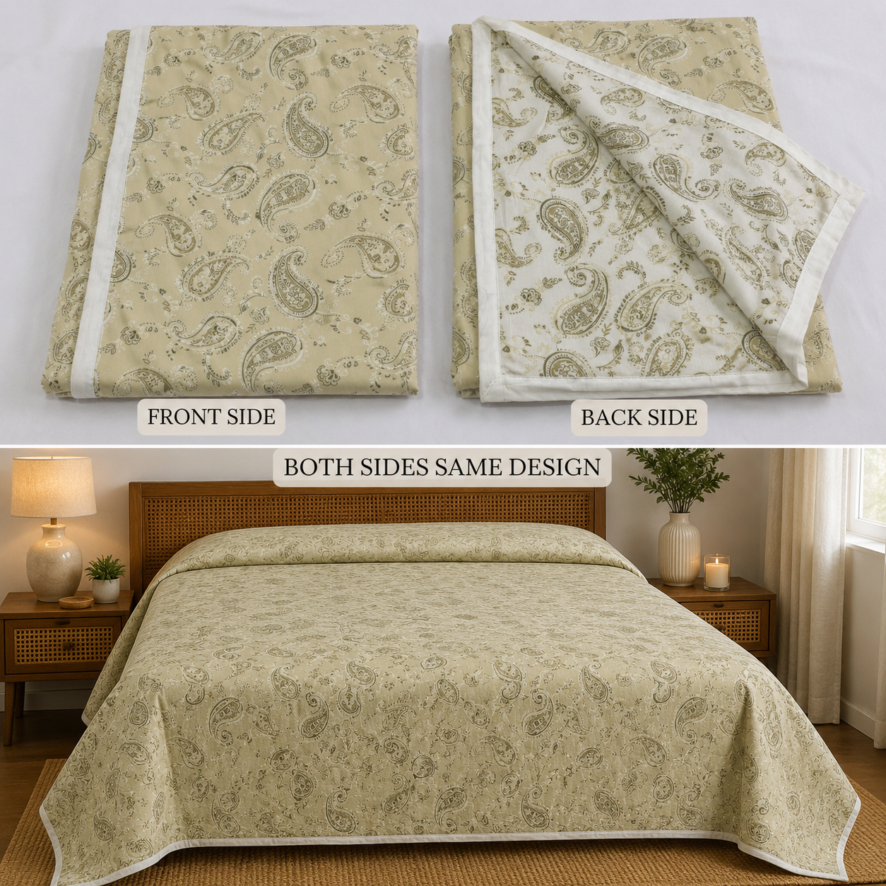 100% Pure Cotton Printed Double Bed AC Dohar | Reversible King Size Lightweight Blanket