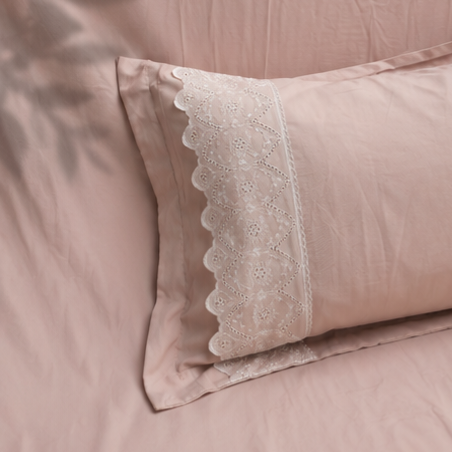 Crimson Gracious Home Lace-n-Style 3 Pcs King Size Bedsheet  – Solid Plain Fabric with Intricate Lace Embroidery
