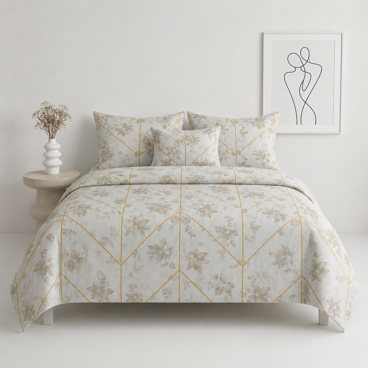 Luxury 100% Pure Cotton Super King Bedsheet Set 108x108 Inches