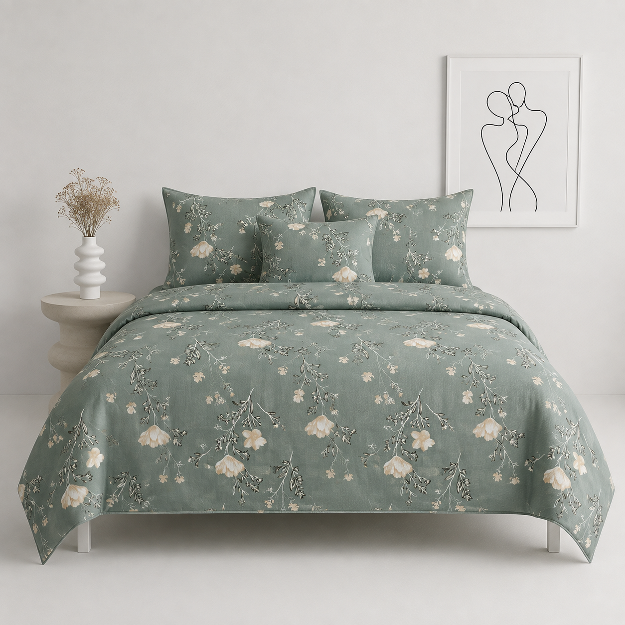 Luxury 100% Pure Cotton Super King Bedsheet Set 108x108 Inches