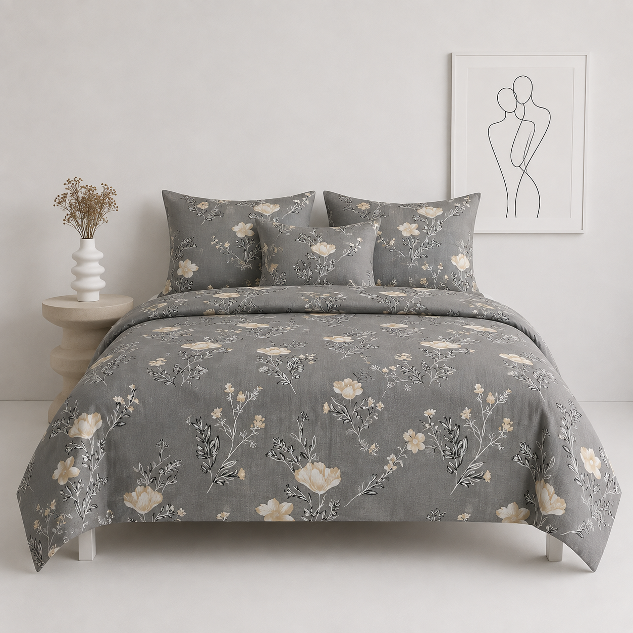 Luxury 100% Pure Cotton Super King Bedsheet Set 108x108 Inches