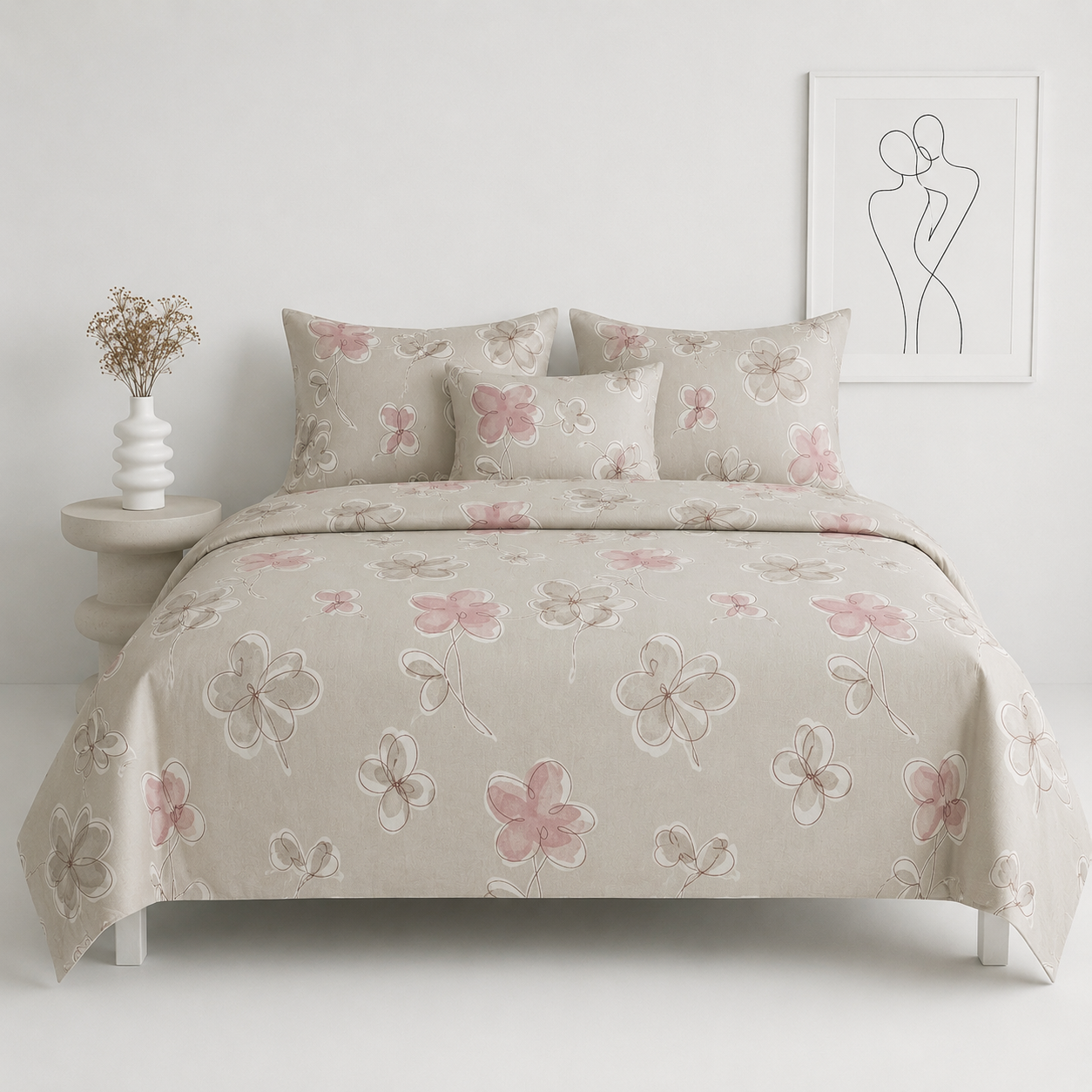 Luxury 100% Pure Cotton Super King Bedsheet Set 108x108 Inches