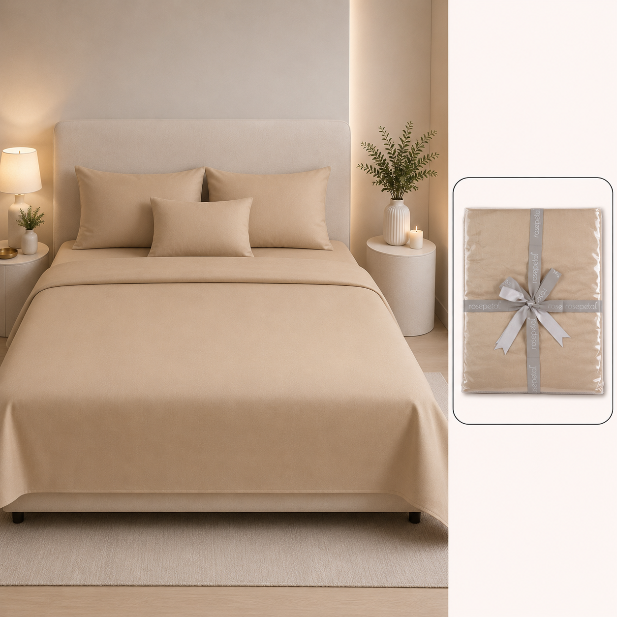Ultra Premium 400 TC Tencel Pure Cotton Plain Solid Bedsheet Set