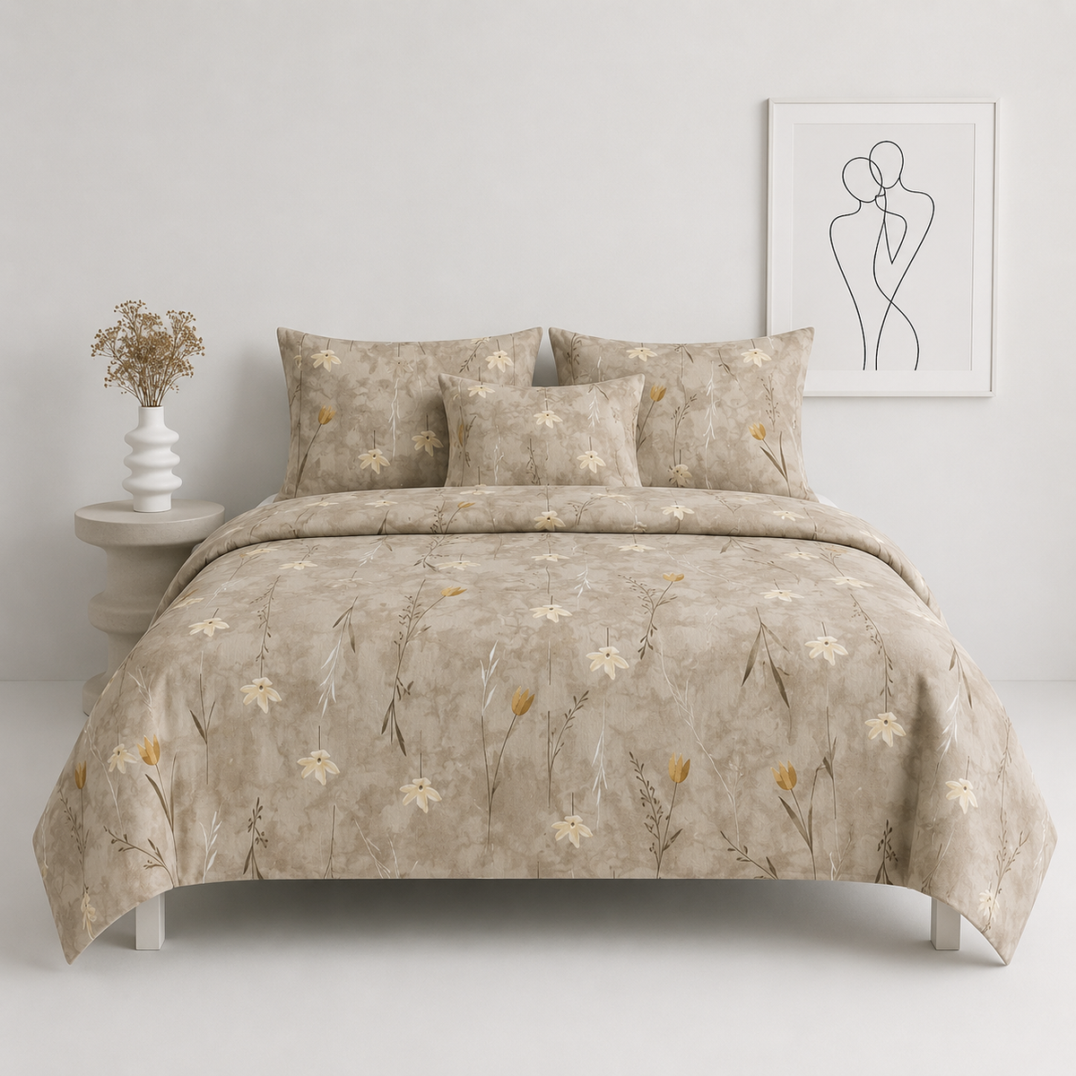 Luxury 100% Pure Cotton Super King Bedsheet Set 108x108 Inches
