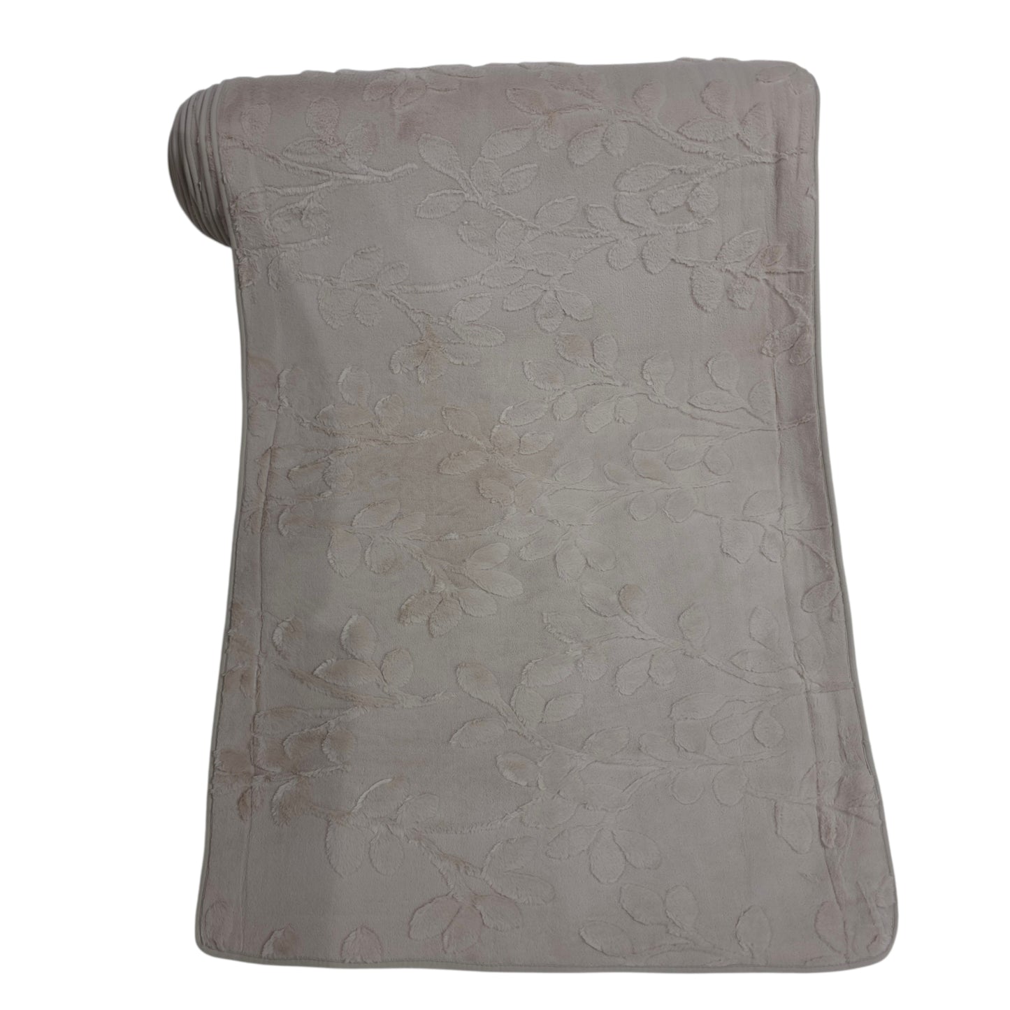 36 Inch Embossed Leaf Pattern Soft Fur Sofa Cover (Beige)