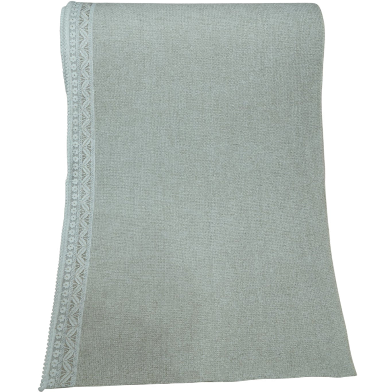 Elegant Beige Textured Sofa Cover with Floral Lace Border (Beige) 27 inch