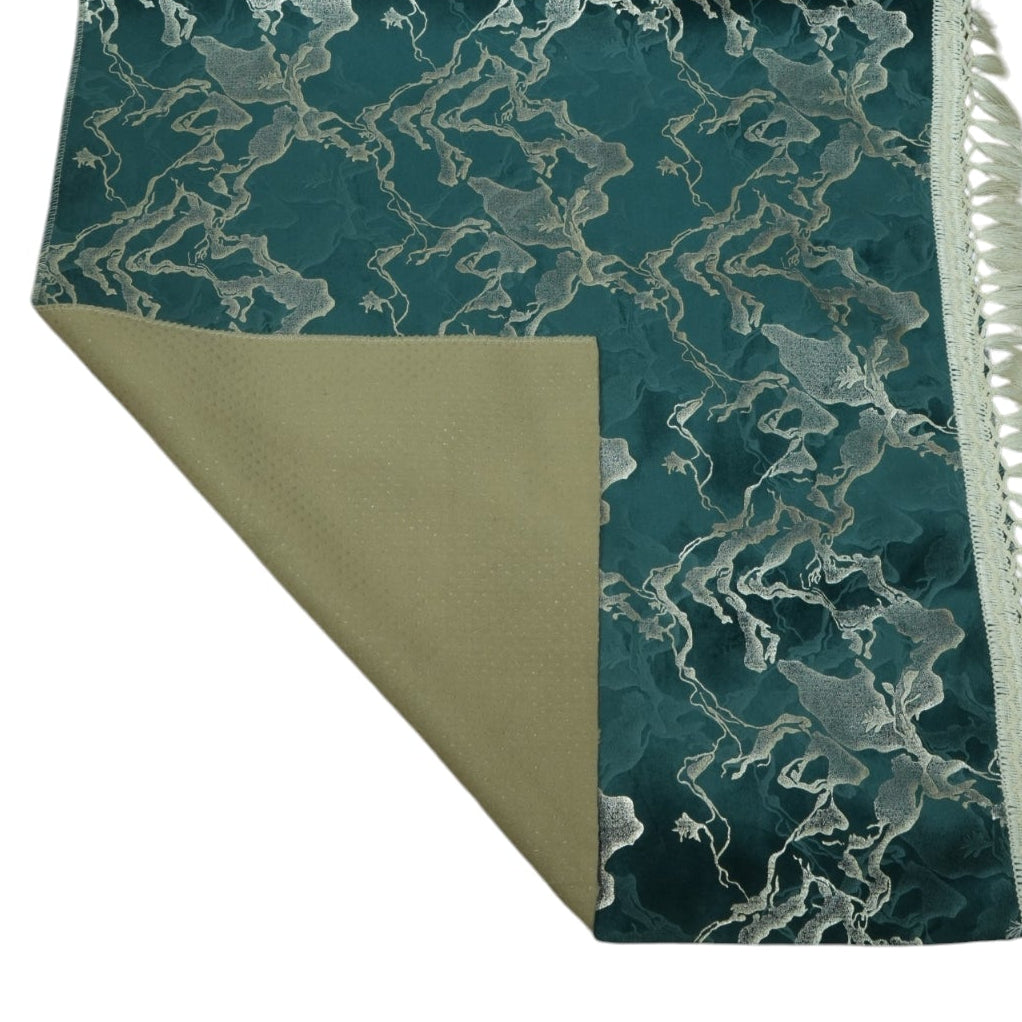 Luxury Teal & Silver Abstract Marble-Weave Sofa Cover (Teal / Turquoise) 27 inch