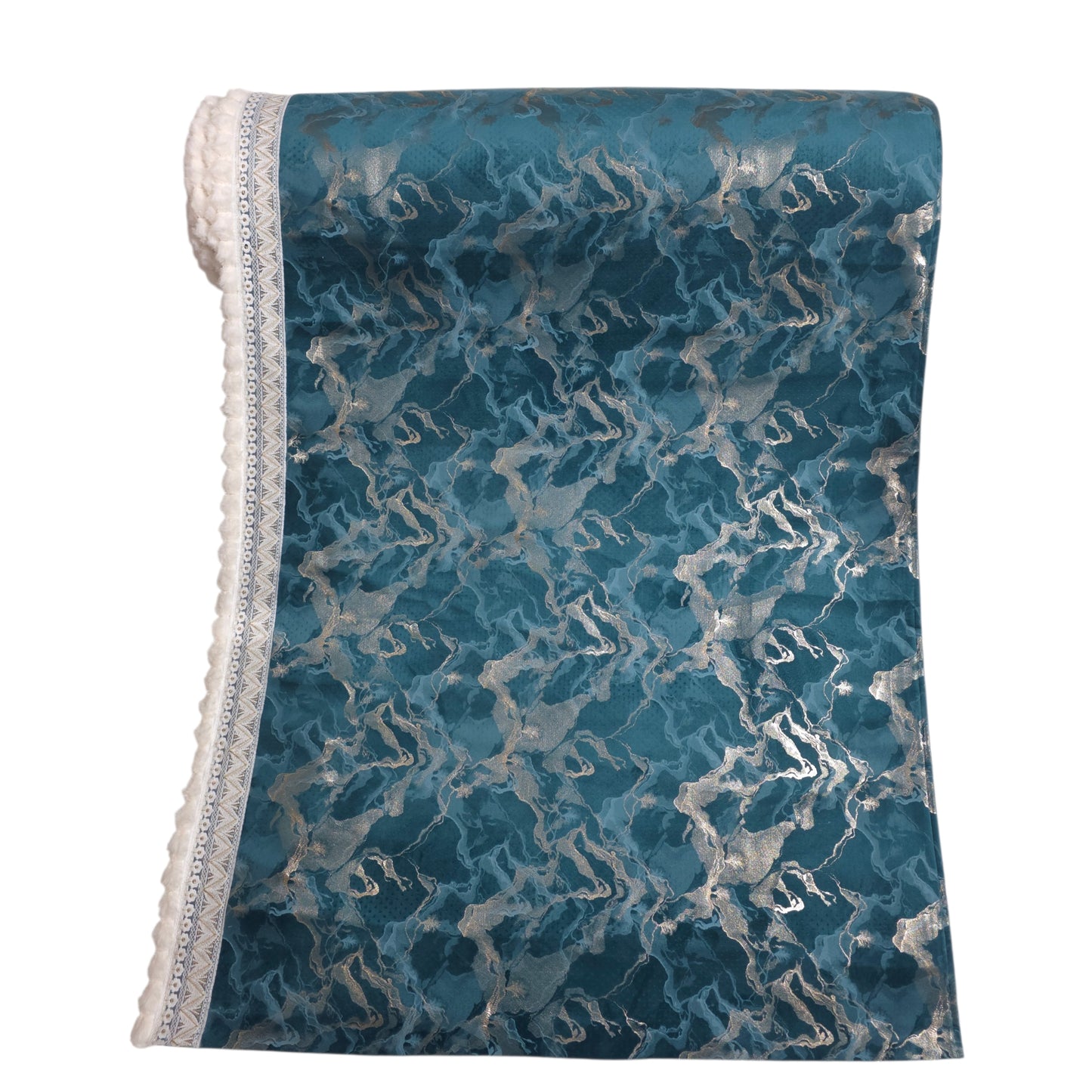 36 Inch Teal Blue Marble Pattern Soft Fur Sofa Cover