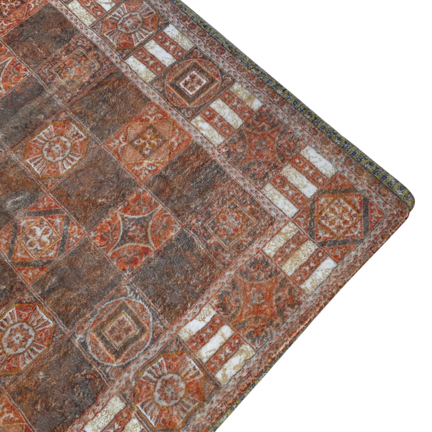 Rust Brown Checkered Carpet (5x7 Ft) – Anti-Skid
