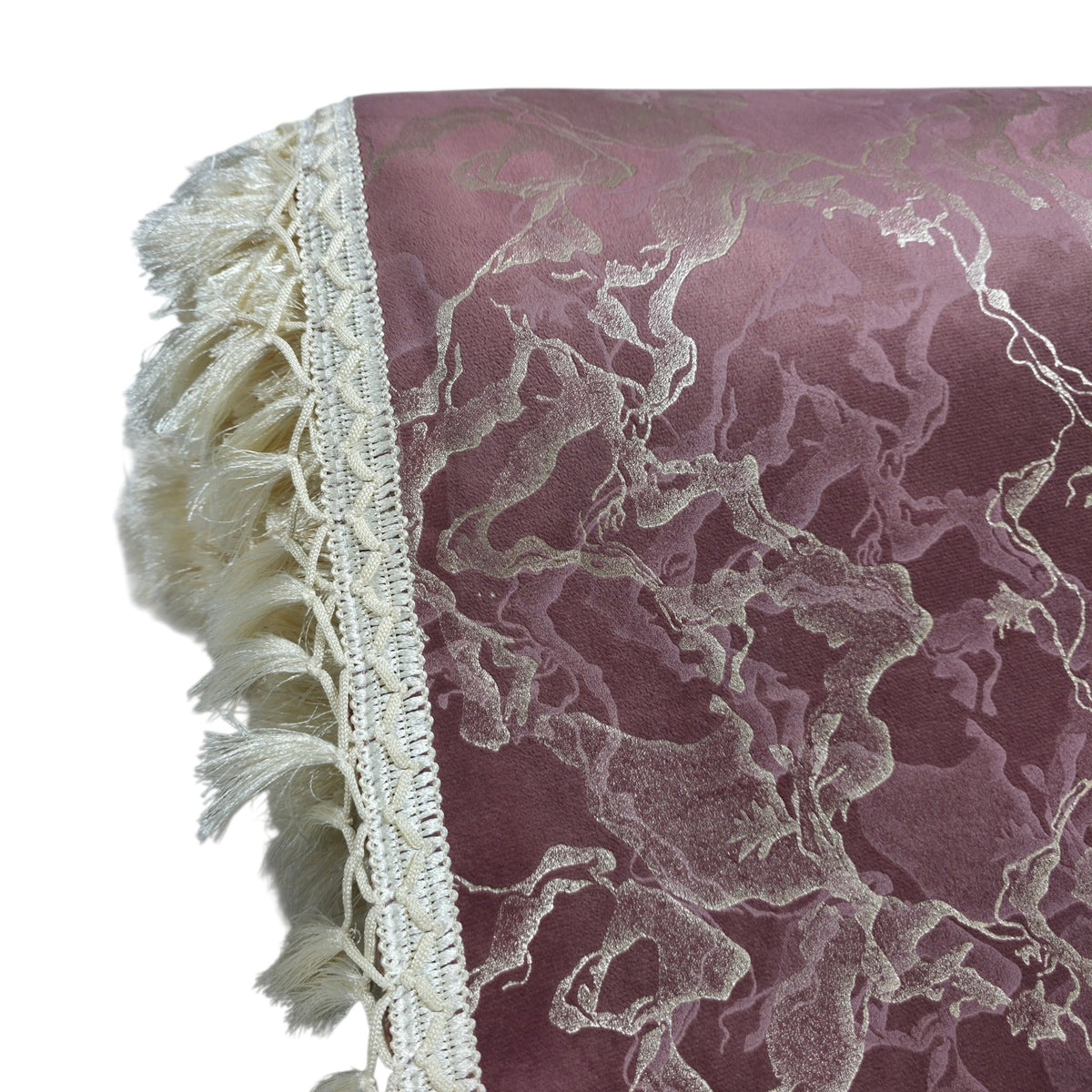 36 Inch Foil Print Marble Texture Blush Pink Sofa Cover with Frill Border (Blush Pink)