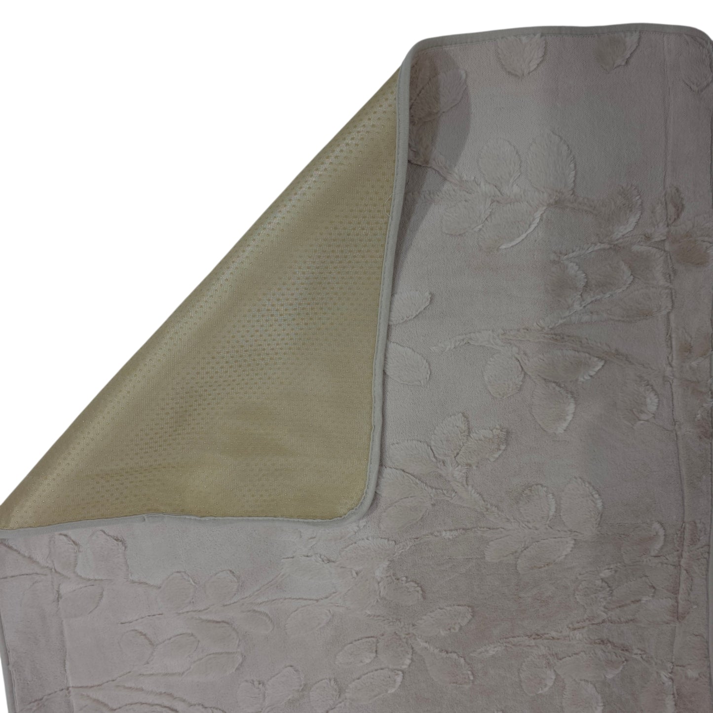 36 Inch Embossed Leaf Pattern Soft Fur Sofa Cover (Beige)