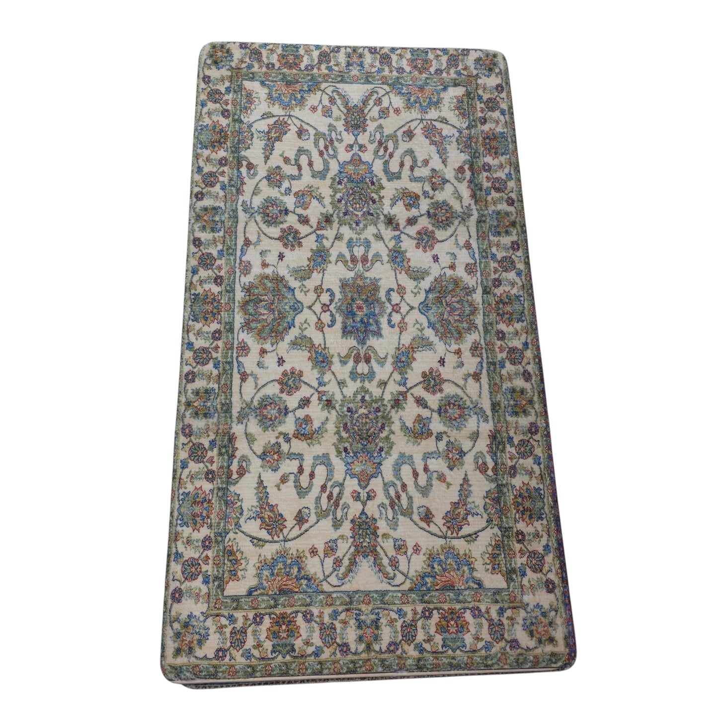 Classic Ivory Floral Persian Microfiber Area Rug (3x5 Feet) – Soft Microfiber Fur & Anti-Skid Rubber Backing