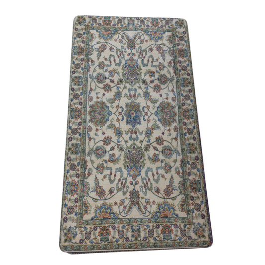 Classic Ivory Floral Persian Microfiber Area Rug (3x5 Feet) – Soft Microfiber Fur & Anti-Skid Rubber Backing