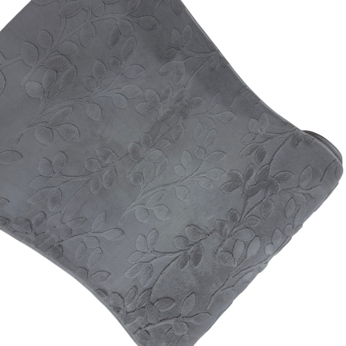 36 Inch Embossed Leaf Pattern Soft Fur Sofa Cover (Grey)