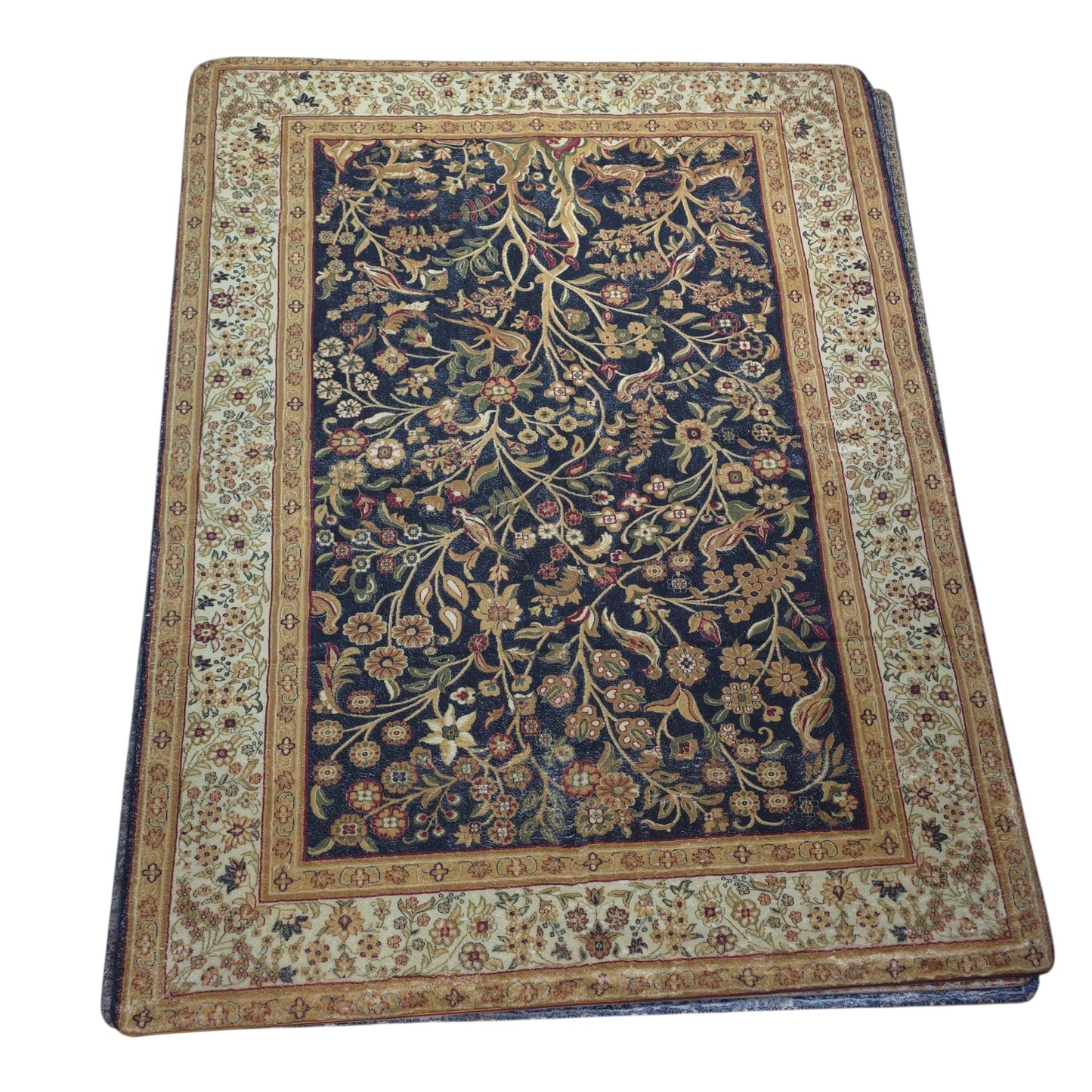 Royal Navy Floral Branch Carpet (5x7 Ft) – Non-Slip