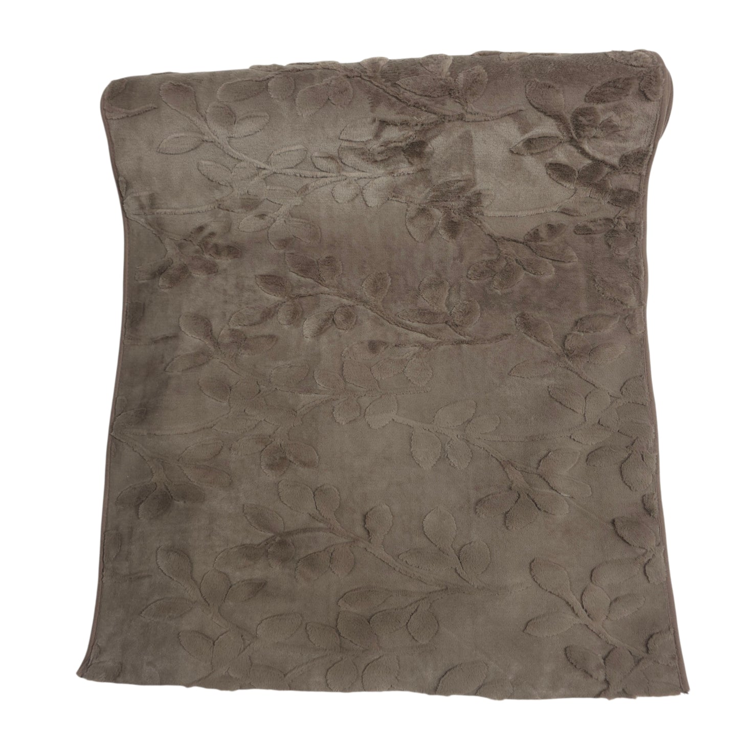 36 Inch Embossed Leaf Pattern Soft Fur Sofa Cover (Dark Brown)