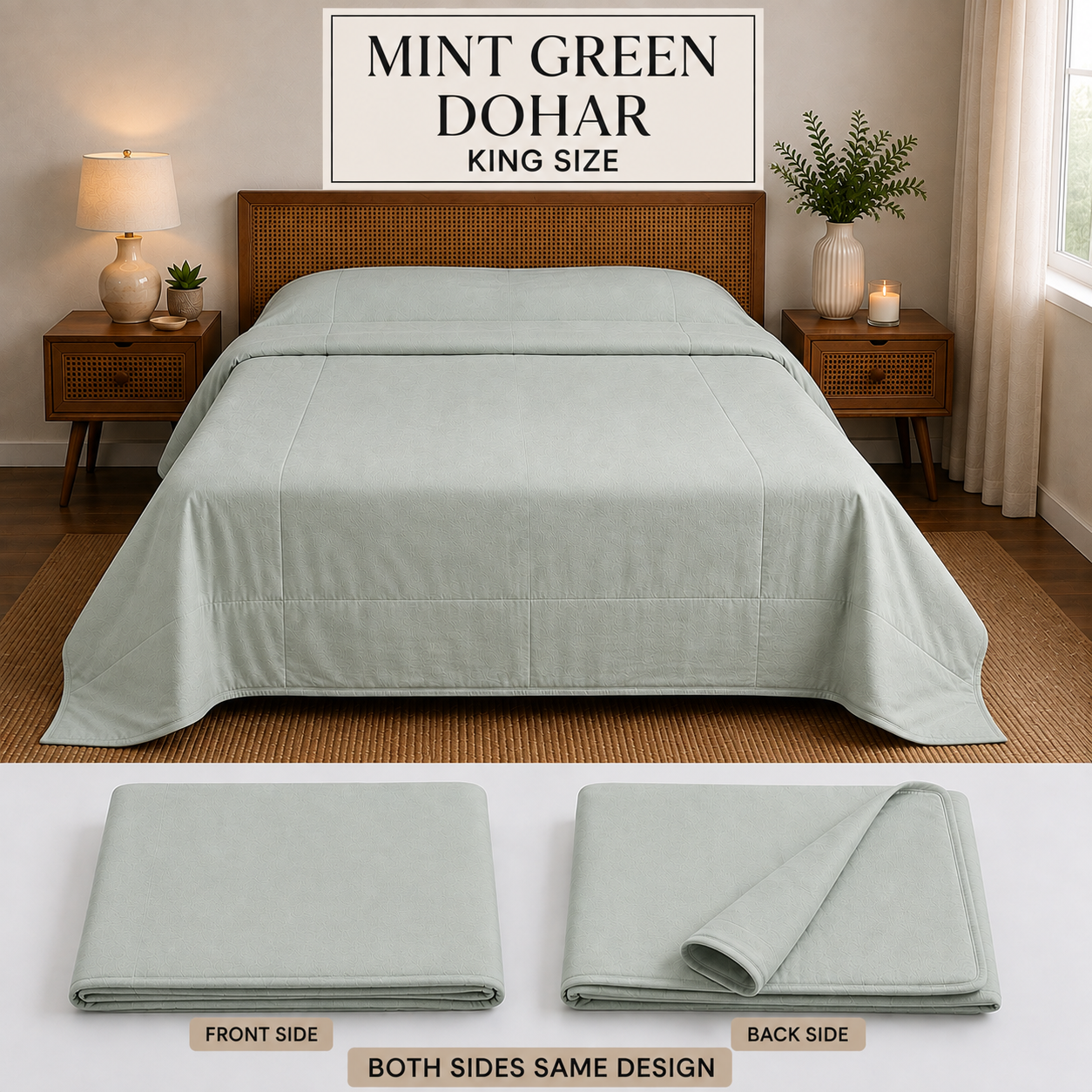 3-Layer Ultra-Soft Mulmul Cotton Solid Plain King Size Dohar (300 TC)