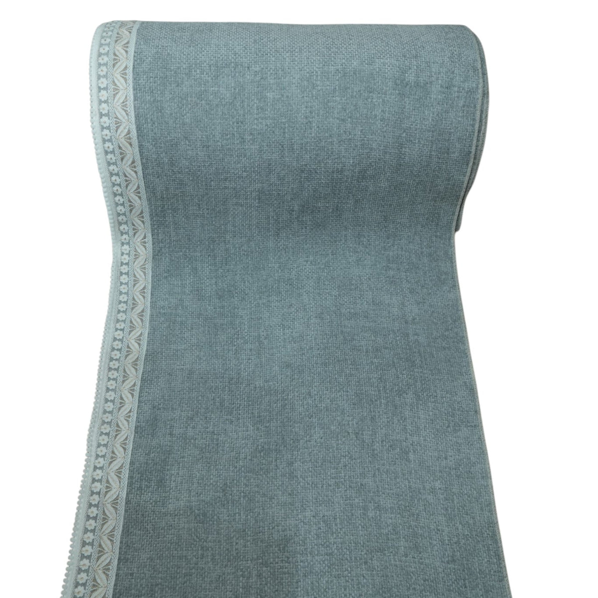 Elegant Grey Textured Sofa Cover with Floral Lace Border (Grey) 27 inch