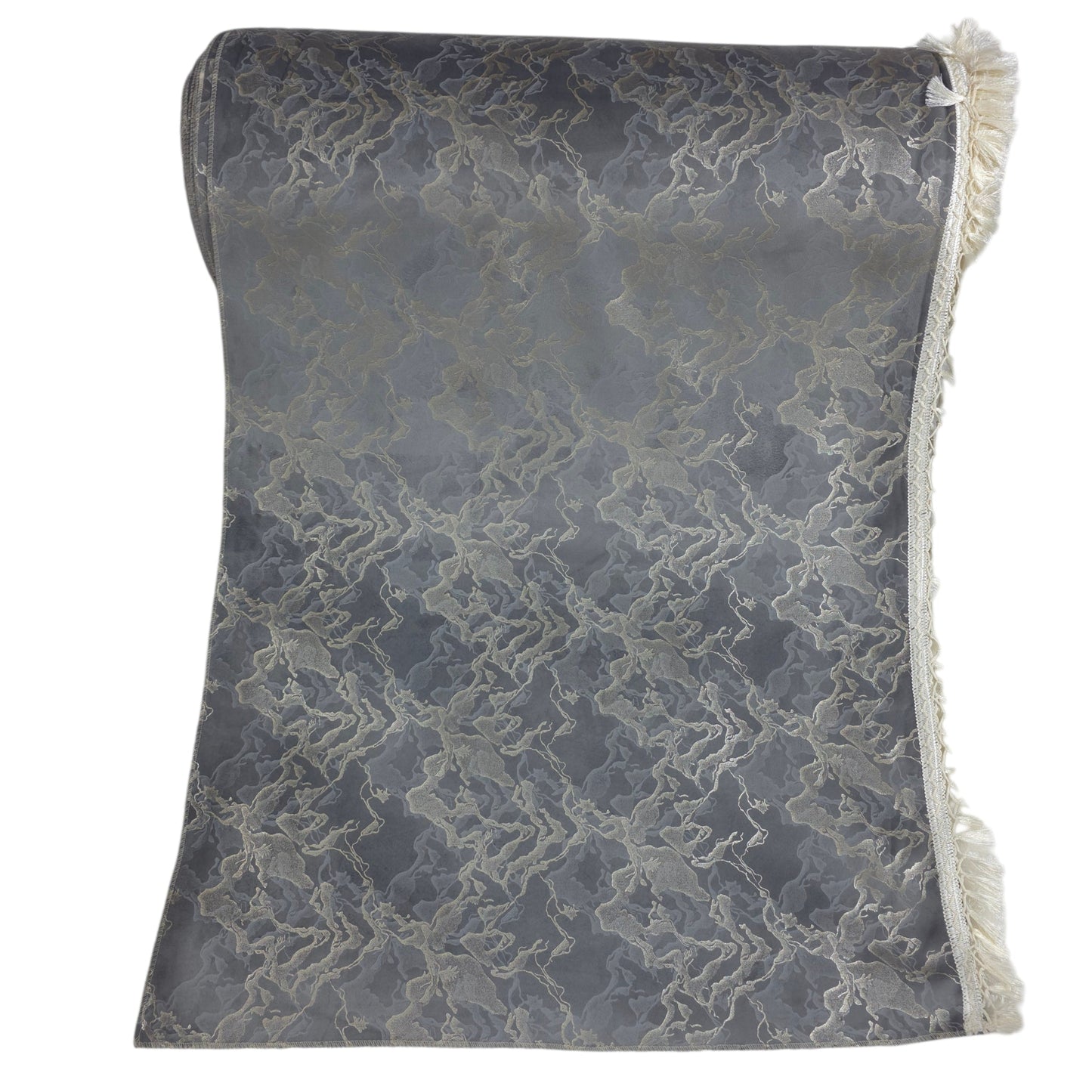 36 Inch Foil Print Marble Texture Grey Sofa Cover with Frill Border (Grey)