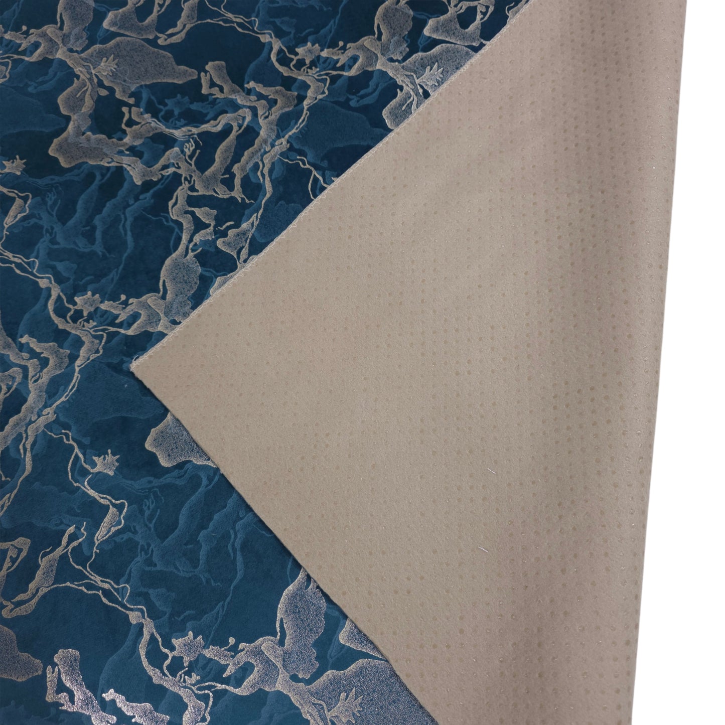 36 Inch Foil Print Marble Texture Teal Blue Sofa Cover with Frill Border (Teal Blue)