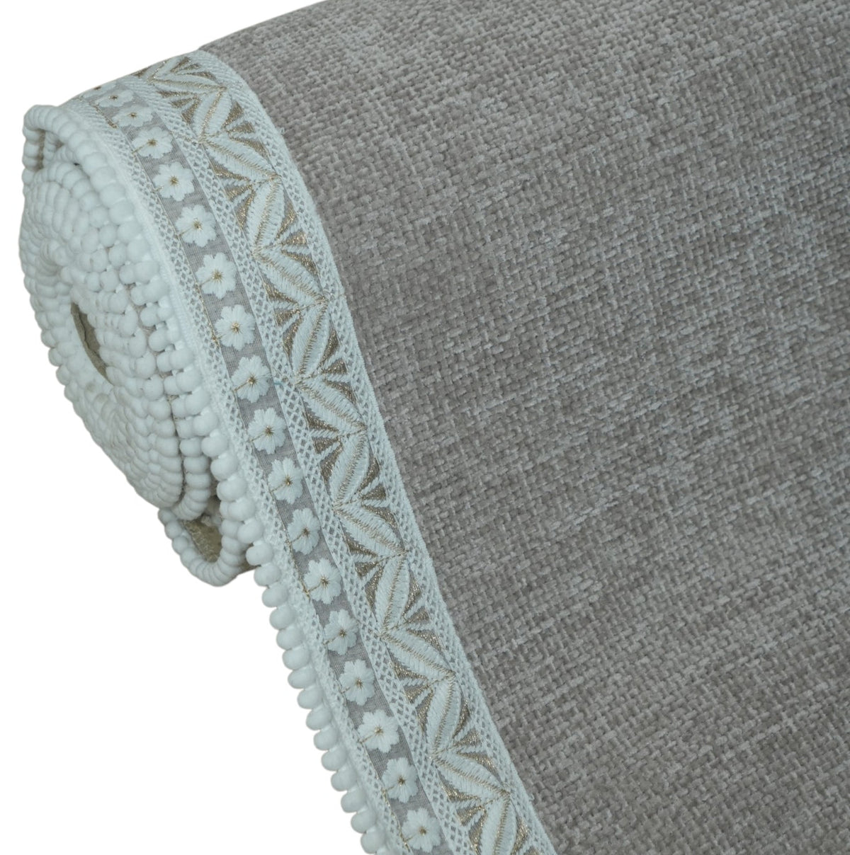 Elegant Brown Textured Sofa Cover with Floral Lace Border (Brown) 27 inch