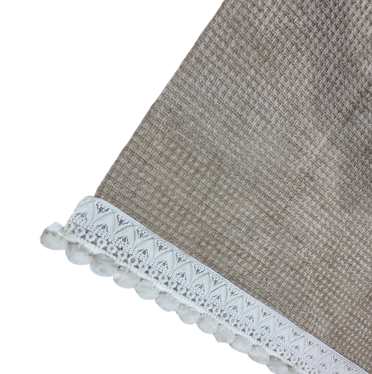 Elegant Light Grey Waffle Textured Sofa Cover with Floral Lace Border (Light Grey) 27 inch