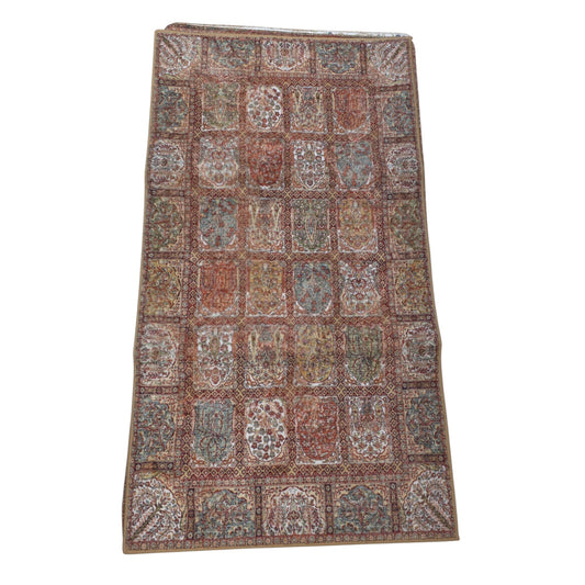 Boho Earthy Paisley Patchwork Microfiber Area Rug (3x5 Feet) – Soft Fur Surface with Non-Slip Rubber Backing