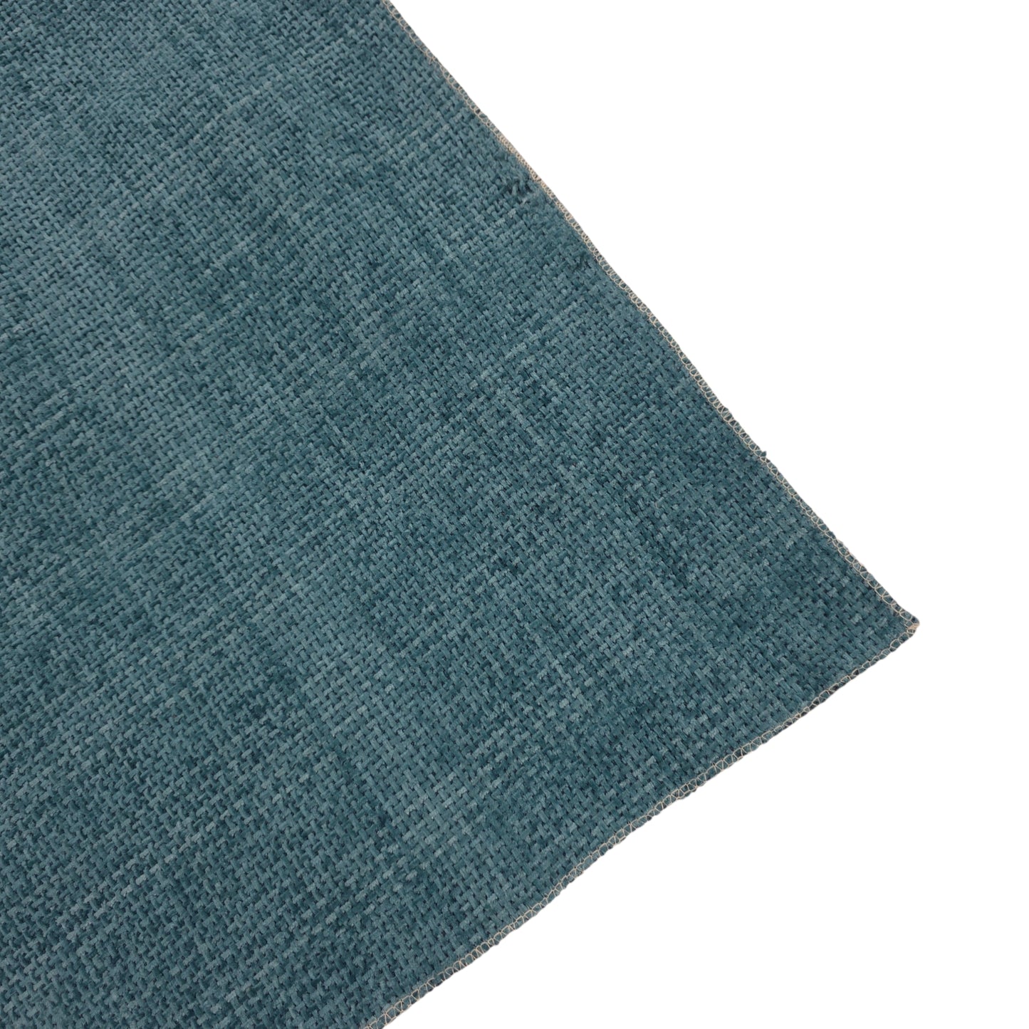 36 Inch Linen-Textured Teal Blue Sofa Cover with Embroidered Lace Border