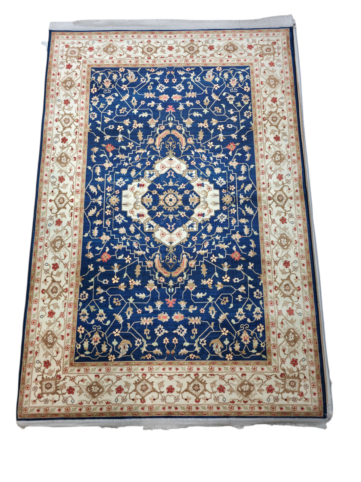 Royal Blue Traditional Central Medallion Carpet (5x7 Ft) – Anti-Skid