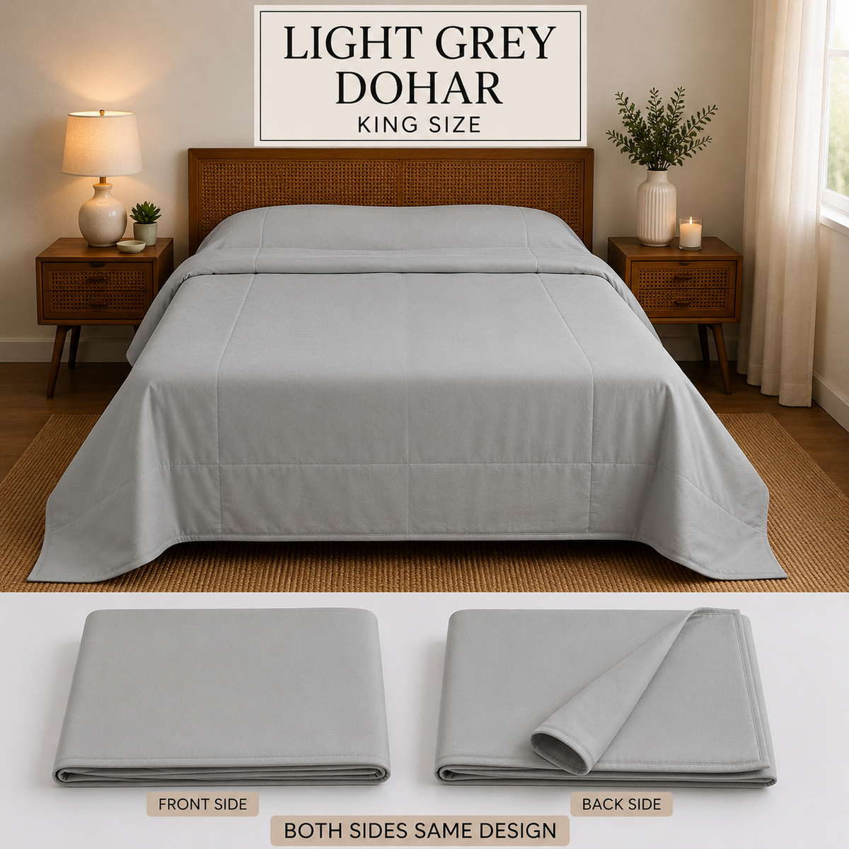 3-Layer Ultra-Soft Mulmul Cotton Solid Plain King Size Dohar (300 TC)