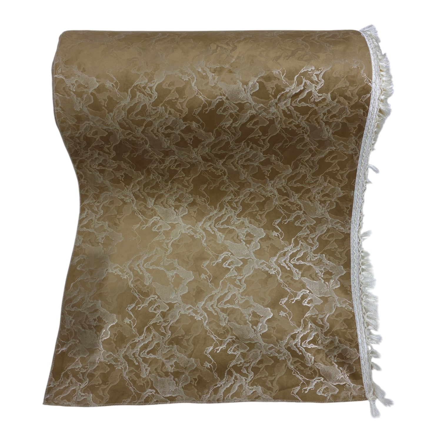 36 Inch Foil Print Marble Texture Gold Sofa Cover with Frill Border (Gold)