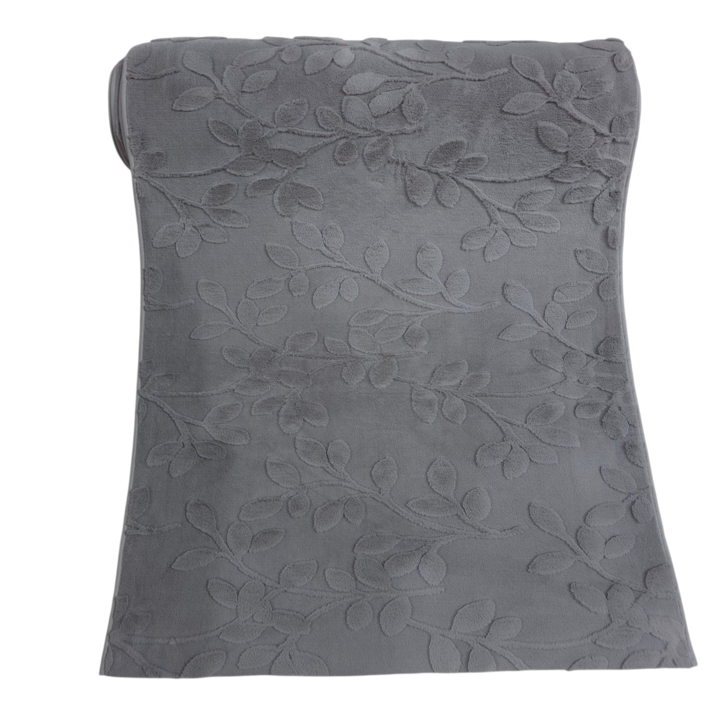 36 Inch Embossed Leaf Pattern Soft Fur Sofa Cover (Grey)