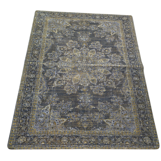 Grey Gold Medallion Carpet (5x7 Ft) – Soft Fur