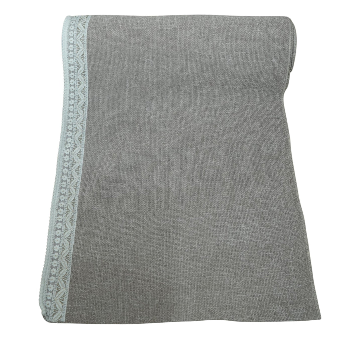 Elegant Brown Textured Sofa Cover with Floral Lace Border (Brown) 27 inch