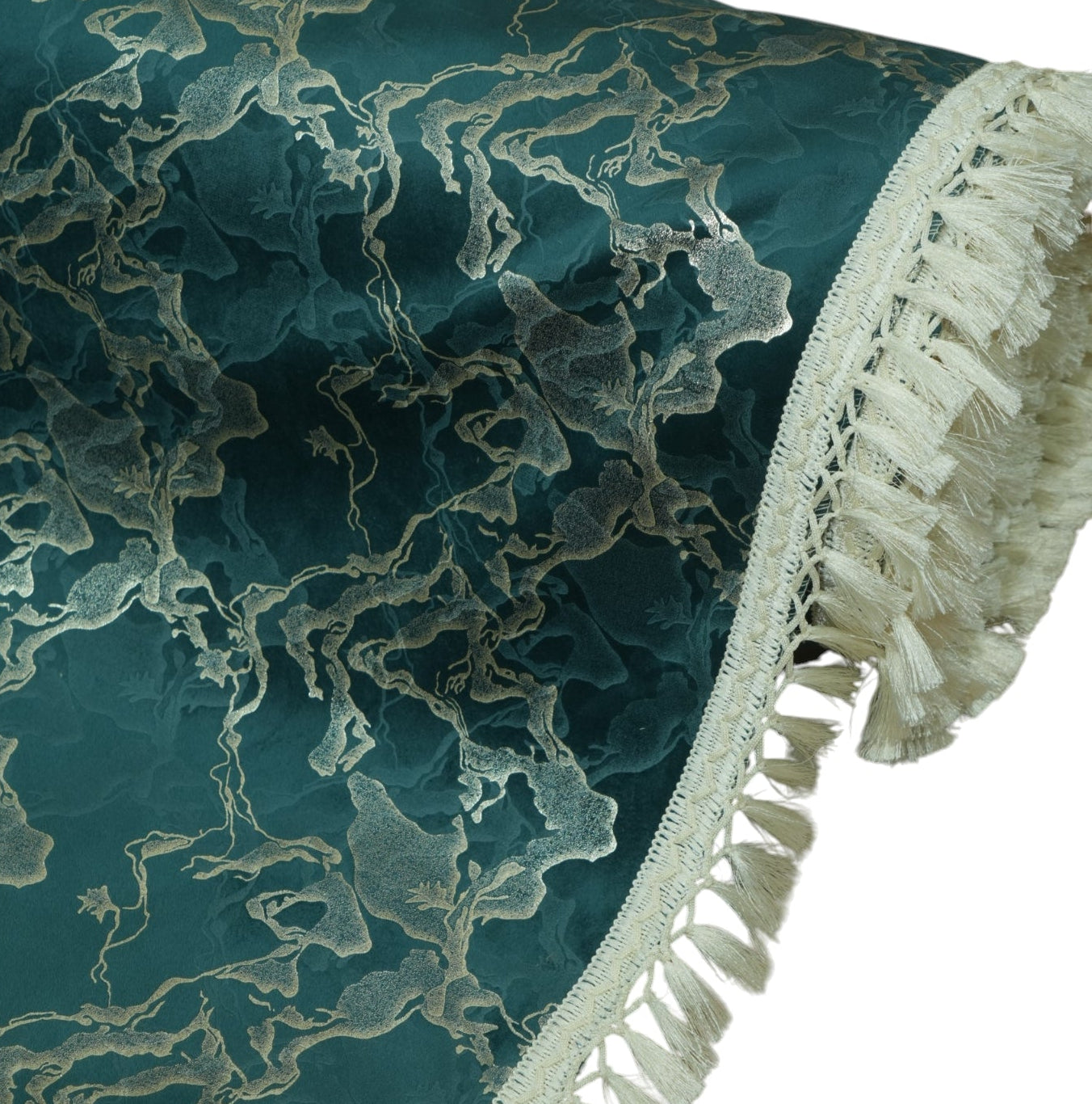 Luxury Teal & Silver Abstract Marble-Weave Sofa Cover (Teal / Turquoise) 27 inch