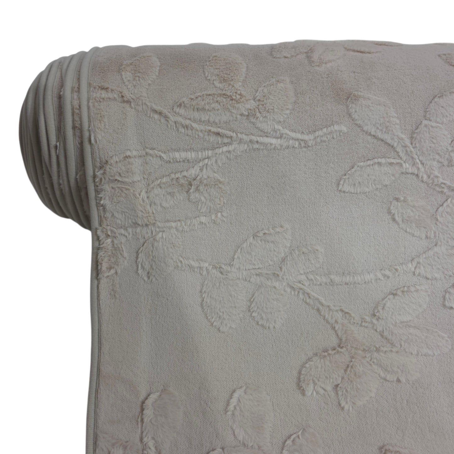 36 Inch Embossed Leaf Pattern Soft Fur Sofa Cover (Beige)