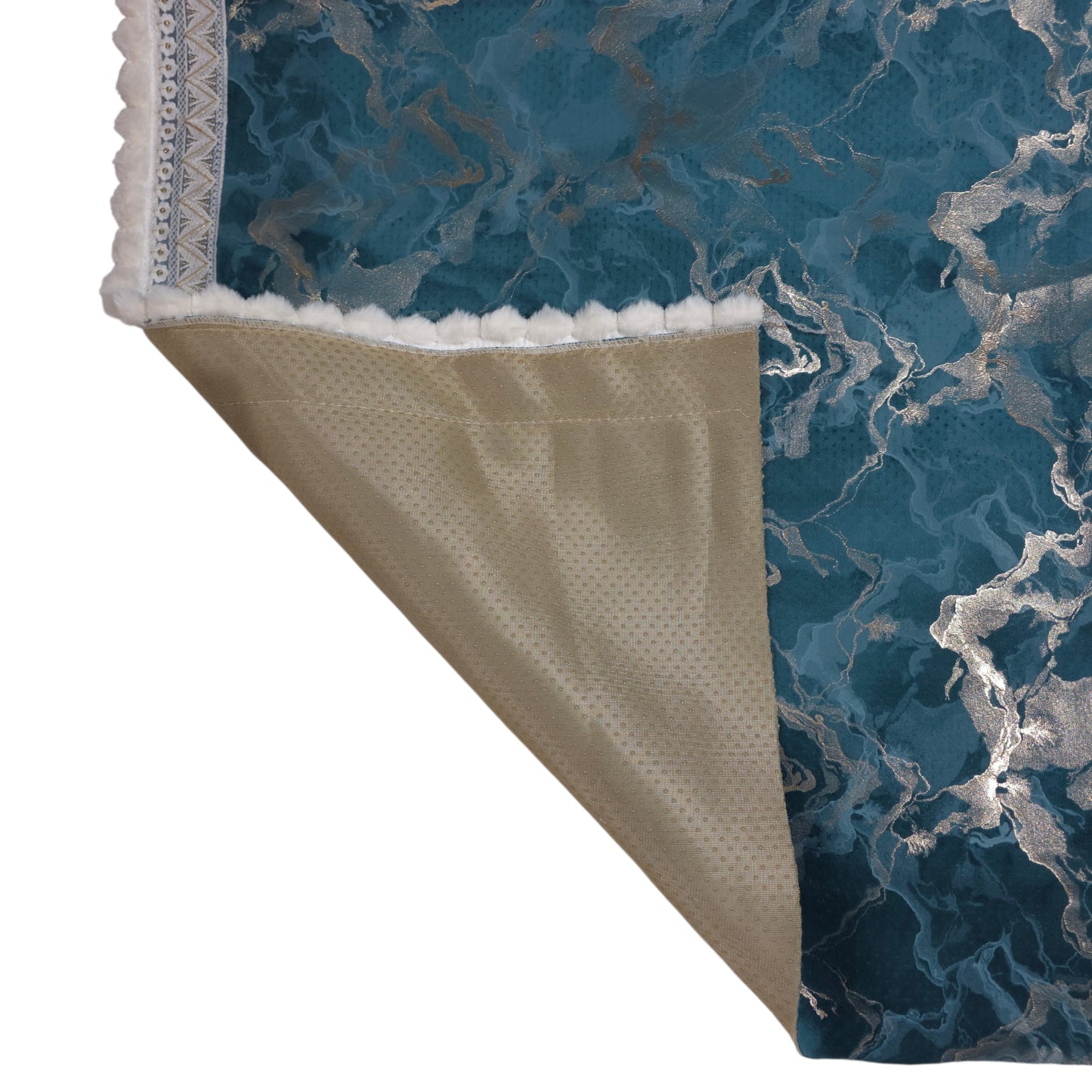 36 Inch Teal Blue Marble Pattern Soft Fur Sofa Cover