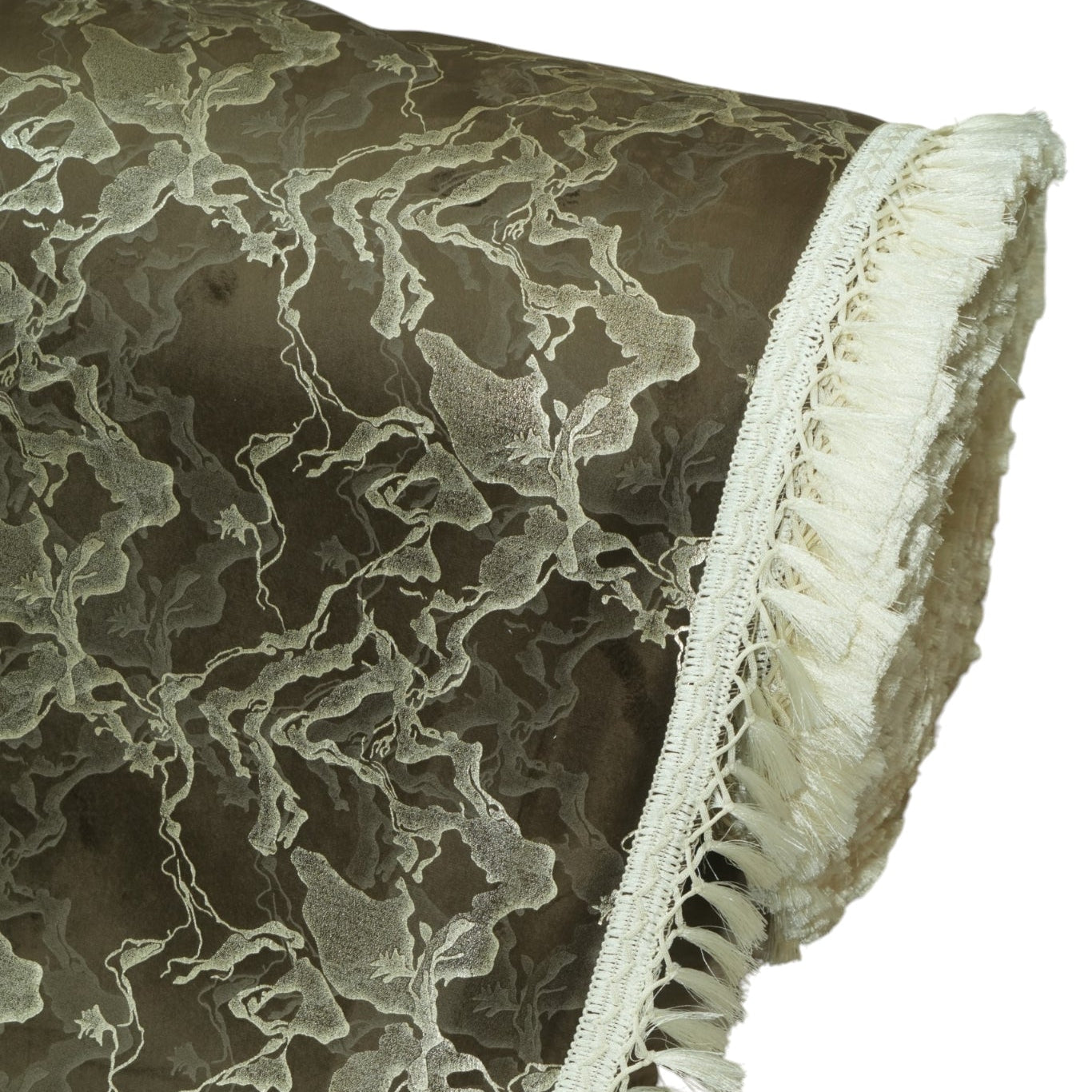 Royal Bronze & Silver Abstract Marble-Weave Sofa Cover (Bronze Brown / Dark Olive) 27 inch