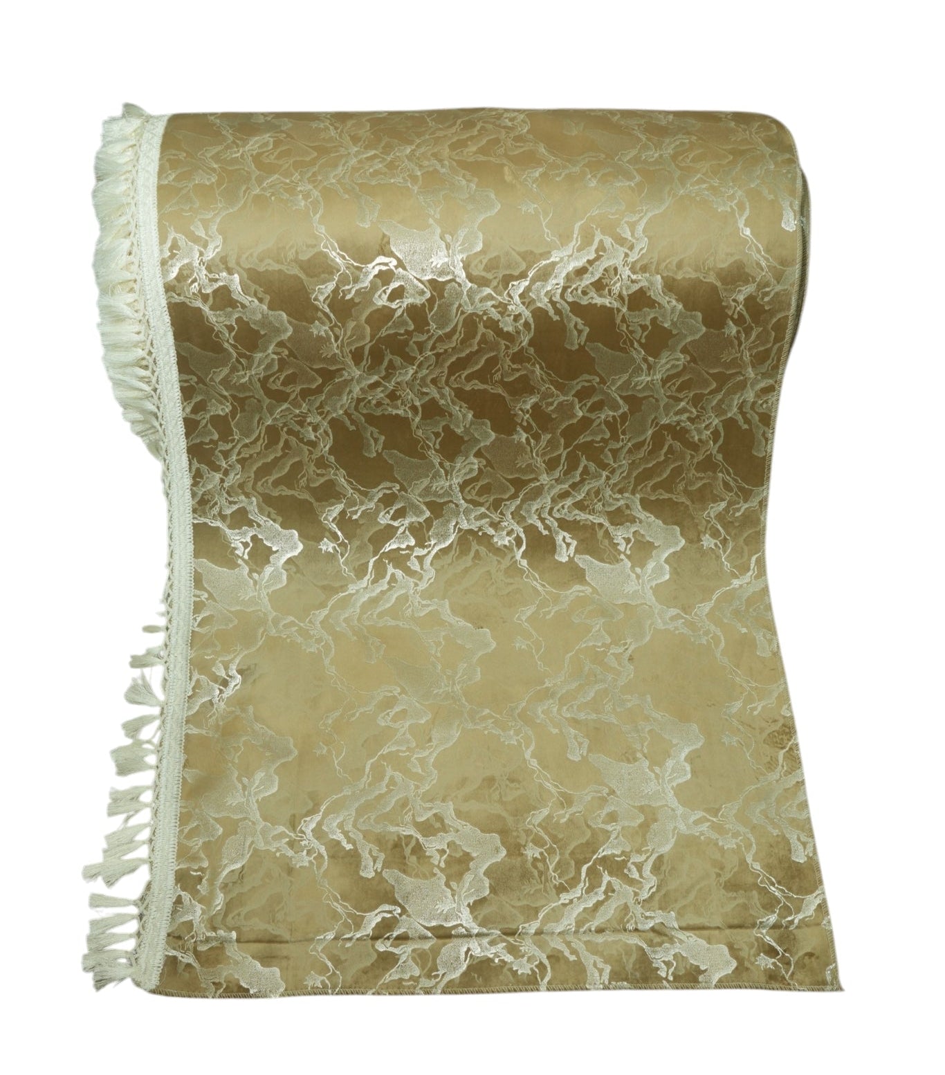 Golden Champagne & Silver Abstract Marble-Weave Sofa Cover (Champagne Gold / Mustard) 27 inch