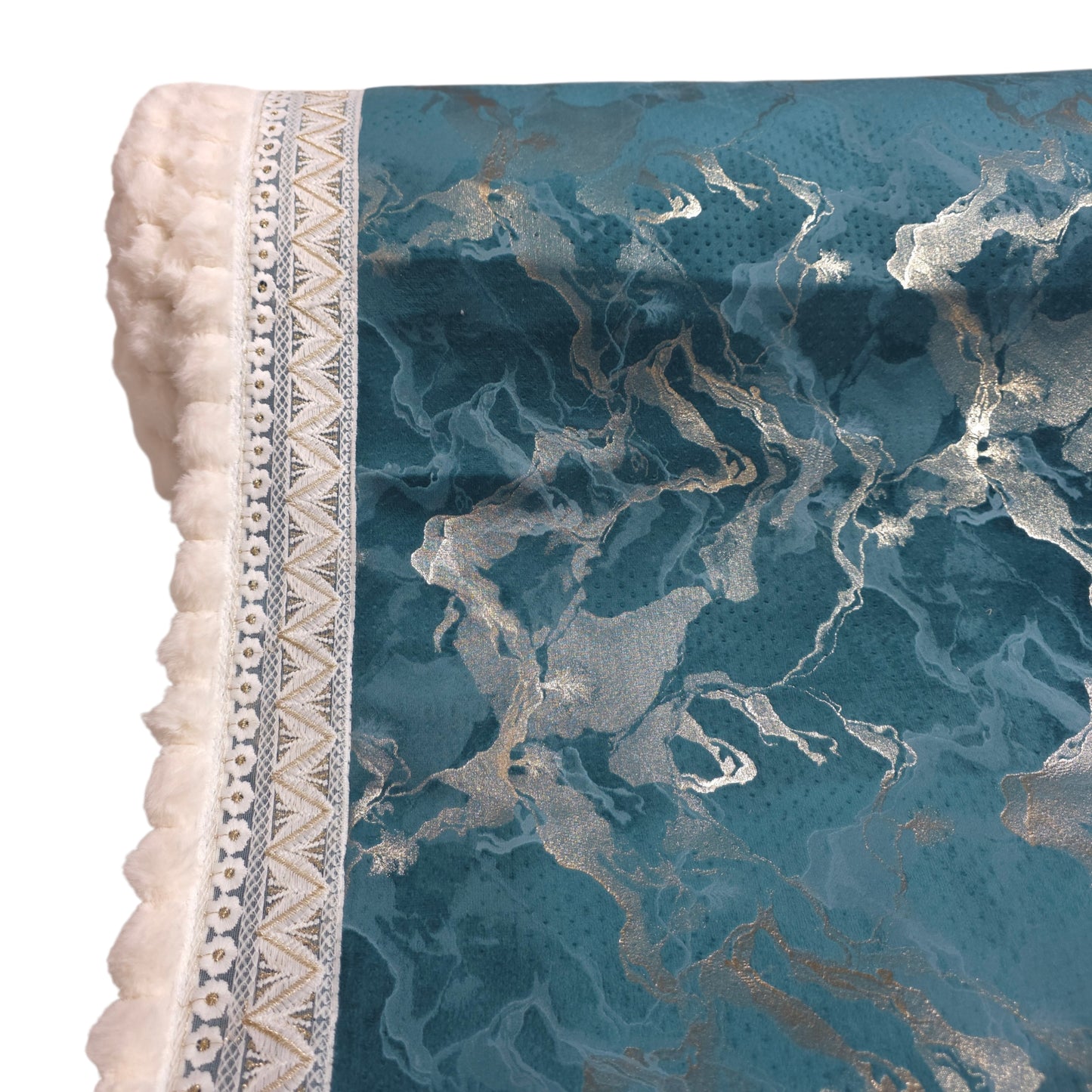 36 Inch Teal Blue Marble Pattern Soft Fur Sofa Cover
