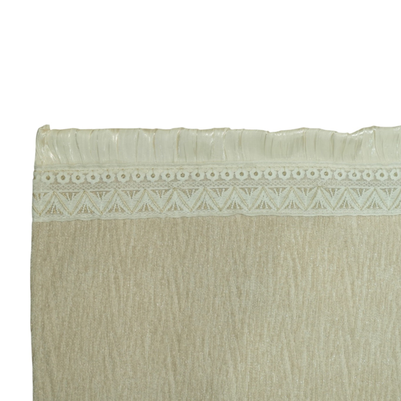 The Regal Brushed Velvet & Embroidered Lace Sofa Cover 27 Inch (Cream Beige)