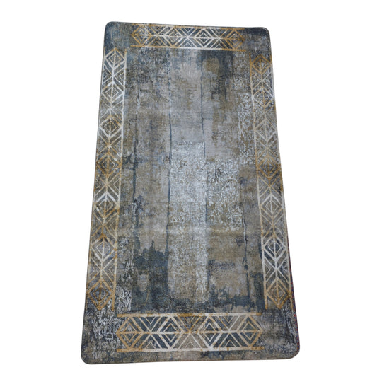 Modern Grey Abstract Geometric Microfiber Carpet (3x5 Feet) – Ultra Soft Fur Floor Rug with Non-Slip Rubber Backing